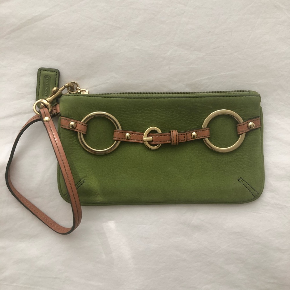 Coach Green Suede Wristlet
